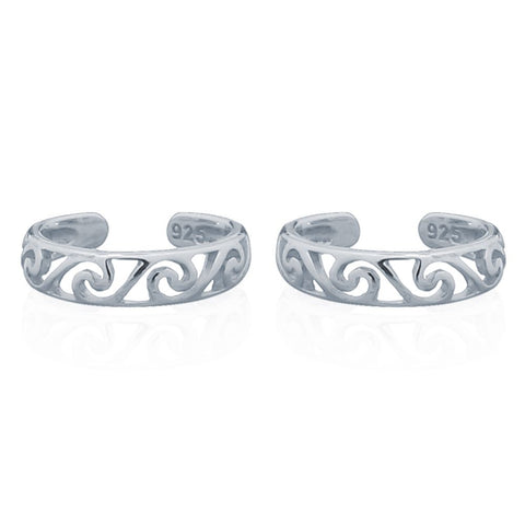 SILVER WAVE PATTERN EAR CUFF