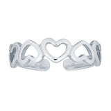 SILVER HEARTS TOE RING