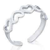 SILVER HEARTS TOE RING