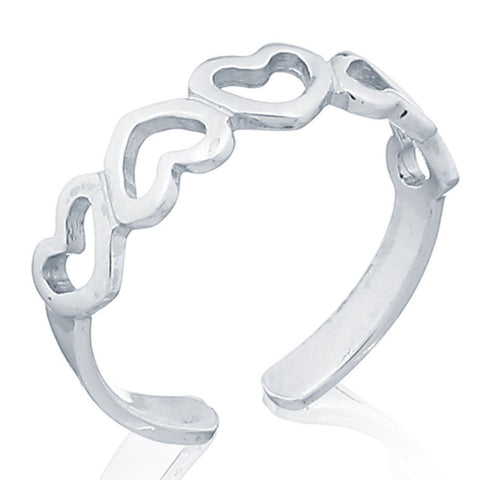 SILVER HEARTS TOE RING