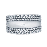 SILVER WIDE BRAIDED TOE RING