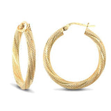 9CT GOLD 3MM FROSTED TWIST HOOP EARRINGS