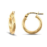 9CT GOLD 2.5MM TWIST HOOP EARRINGS