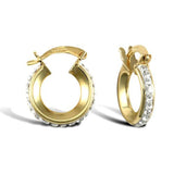 9CT GOLD PAVE SET CUBIC ZIRCONIA HOOP EARRINGS
