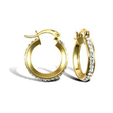 9CT GOLD PAVE SET CUBIC ZIRCONIA HOOP EARRINGS