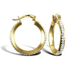 9CT GOLD PAVE SET CUBIC ZIRCONIA HOOP EARRINGS