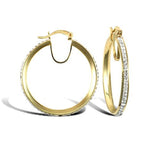 9CT GOLD PAVE SET CUBIC ZIRCONIA HOOP EARRINGS