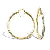 9CT GOLD PAVE SET CUBIC ZIRCONIA HOOP EARRINGS