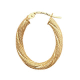 9CT GOLD 3MM FROSTED TWIST HOOP EARRINGS