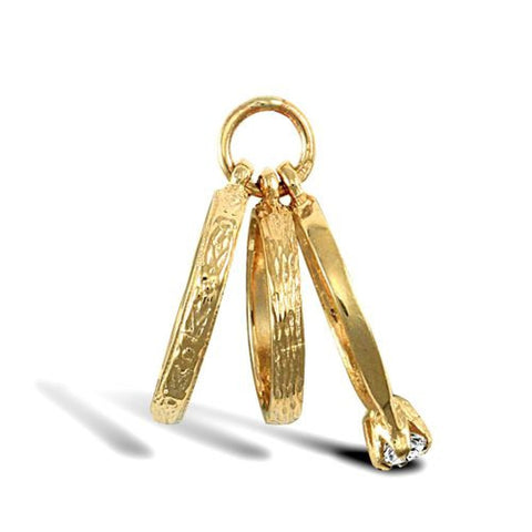 9CT GOLD TRILOGY RING CHARM PENDANT
