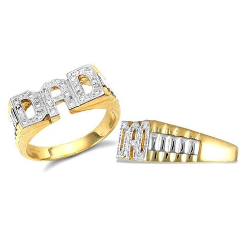 9CT GOLD CUBIC ZIRCONIA DAD RING
