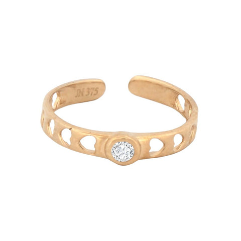 9CT GOLD HEARTS AND CUBIC ZIRCONIA TOE RING