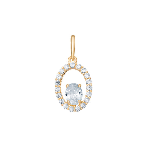 9CT GOLD OVAL CUBIC ZIRCONIA PENDANT
