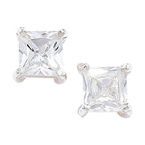 SILVER SQUARE CUBIC ZIRCONIA STUDS