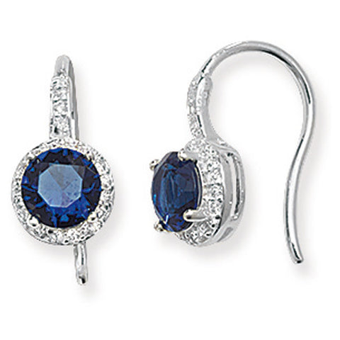 SILVER CLEAR & BLUE CUBIC ZIRCONIA DROP EARRINGS