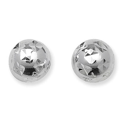 SILVER FANCY DIAMOND CUT BALL STUDS