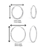 SILVER DIAMOND CUT SLEEPER HOOP EARRINGS