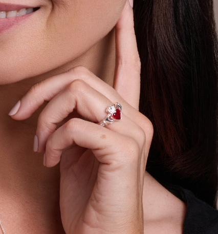 SILVER BIRTHSTONE CLADDAGH RING