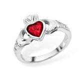 SILVER BIRTHSTONE CLADDAGH RING