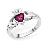 SILVER BIRTHSTONE CLADDAGH RING