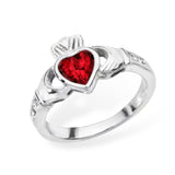 SILVER BIRTHSTONE CLADDAGH RING