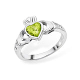 SILVER BIRTHSTONE CLADDAGH RING