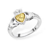 SILVER BIRTHSTONE CLADDAGH RING