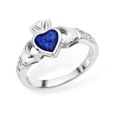 SILVER BIRTHSTONE CLADDAGH RING