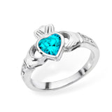 SILVER BIRTHSTONE CLADDAGH RING