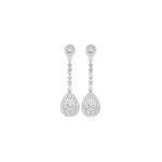 RHODIUM PLATED SILVER CUBIC ZIRCONIA SET TEARDROP EARRINGS