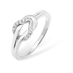 SILVER CUBIC ZIRCONIA SET REEF KNOT RING
