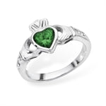 SILVER BIRTHSTONE CLADDAGH RING