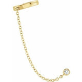 14CT GOLD .SINGLE .10CT DIAMOND STUD & EAR CUFF WITH CHAIN