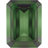 14CT GOLD EMERALD-CUT GREEN TOURMALINE & BAGUETTE DIAMOND ENGAGEMENT RING