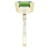 14CT GOLD EMERALD-CUT GREEN TOURMALINE & BAGUETTE DIAMOND ENGAGEMENT RING