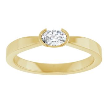 14CT GOLD EAST-WEST SET .25CT OVAL DIAMOND SOLITAIRE RING