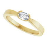 14CT GOLD EAST-WEST SET .25CT OVAL DIAMOND SOLITAIRE RING