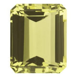 14CT GOLD EMERALD-CUT LEMON QUARTZ & BAGUETTE DIAMOND ENGAGEMENT RING