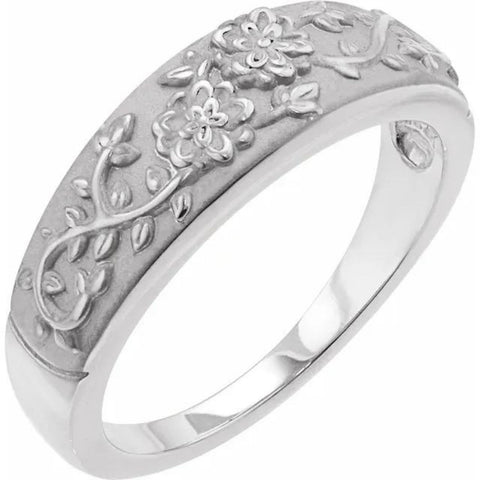 SILVER FLORAL RING