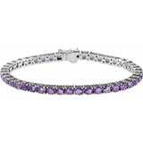 14CT WHITE GOLD AMETHYST TENNIS BRACELET
