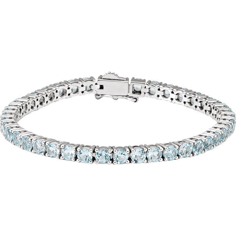 14CT WHITE GOLD SKY BLUE TOPAZ TENNIS BRACELET