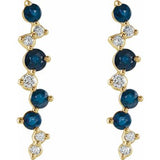 14CT GOLD SAPPHIRE & DIAMOND LONG STUD EARRING