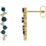 14CT GOLD SAPPHIRE & DIAMOND LONG STUD EARRING