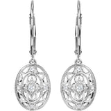 MADE-TO-ORDER RHODIUM-PLATED SILVER .10CT NATURAL DIAMOND FILIGREE DROP EARRINGS
