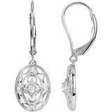MADE-TO-ORDER RHODIUM-PLATED SILVER .10CT NATURAL DIAMOND FILIGREE DROP EARRINGS