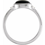 PLATINUM NATURAL BLACK ONYX & DIAMOND RING