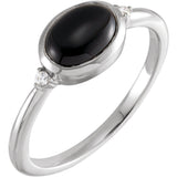 PLATINUM NATURAL BLACK ONYX & DIAMOND RING