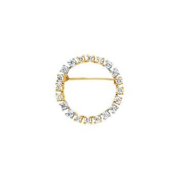 14CT YELLOW & WHITE GOLD DIAMOND CIRCLE BROOCH