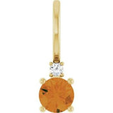 14CT GOLD CITRINE & DIAMOND PENDANT