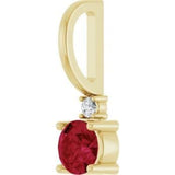 14CT GOLD CREATED RUBY & NATURAL DIAMOND PENDANT
